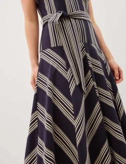 Pure Cotton Striped V-Neck Maxi Smock Dress