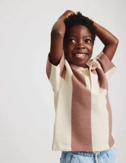 Pure Cotton Striped Waffle Rugby Top (2-8 Yrs)