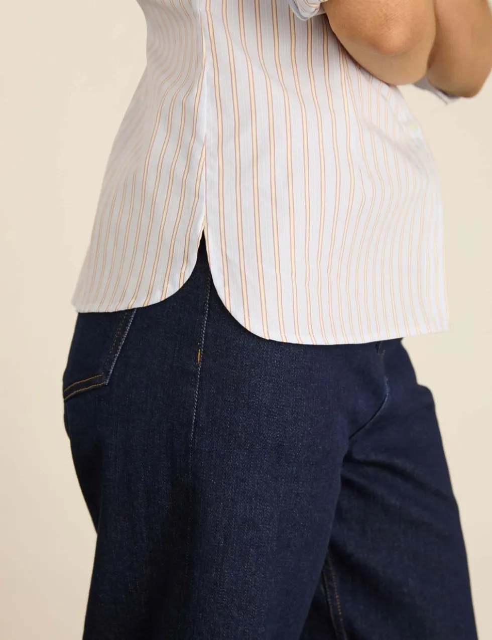 Pure Cotton Striped Waisted Shirt