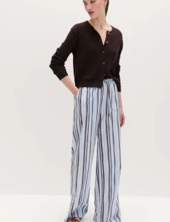 Pure Cotton Striped Wide Leg Trousers
