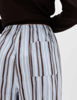 Pure Cotton Striped Wide Leg Trousers