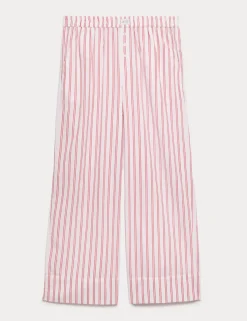Pure Cotton Striped Wide Leg Pyjama Bottoms