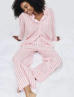 Pure Cotton Striped Wide Leg Pyjama Bottoms