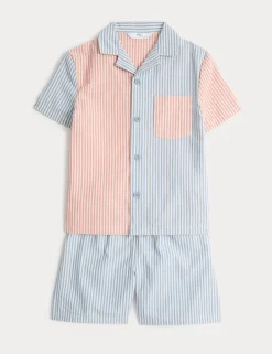 Pure Cotton Striped Woven Short Pyjamas (1-8 Yrs)