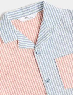 Pure Cotton Striped Woven Short Pyjamas (1-8 Yrs)