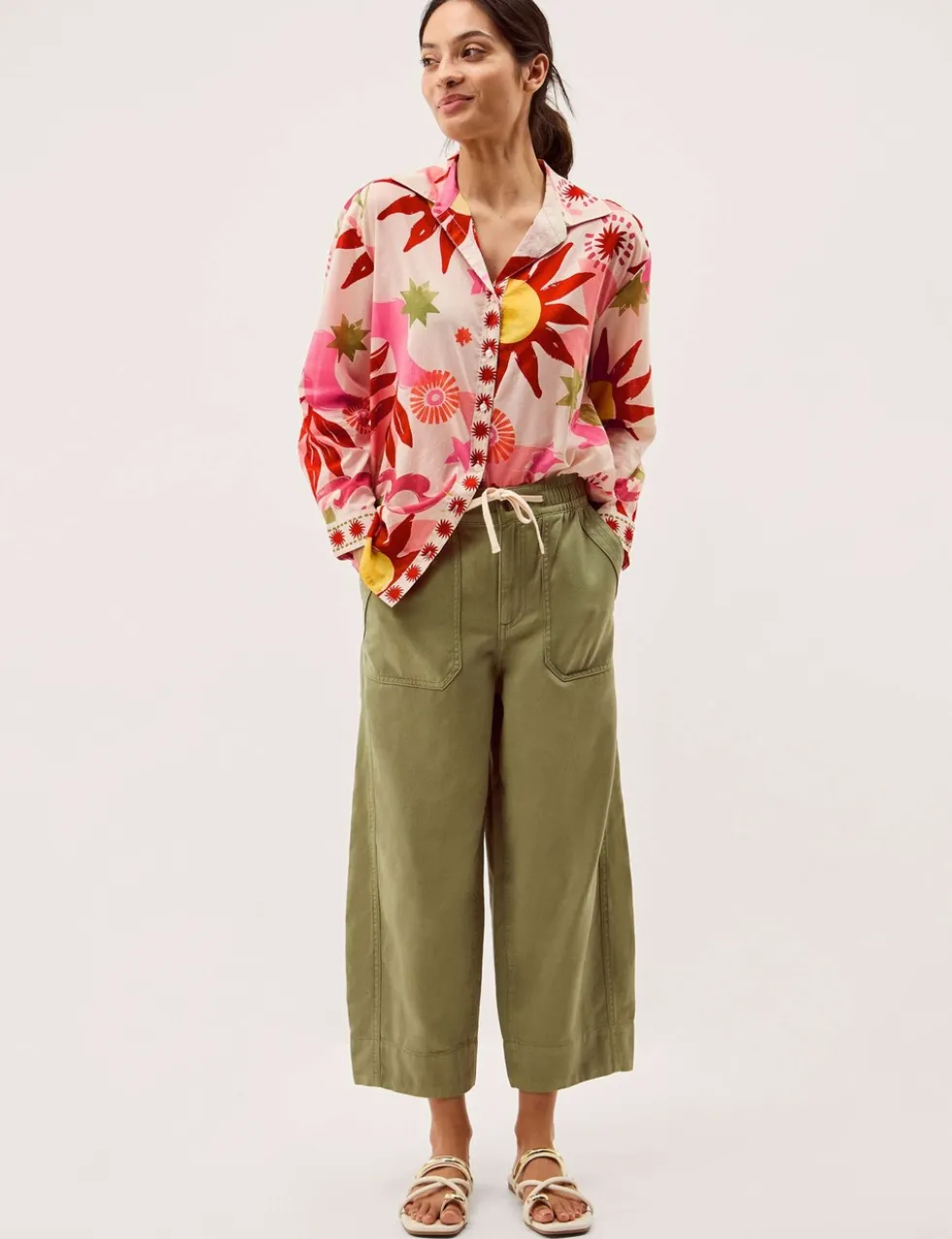 Pure Cotton Sun Print Button Through Shirt