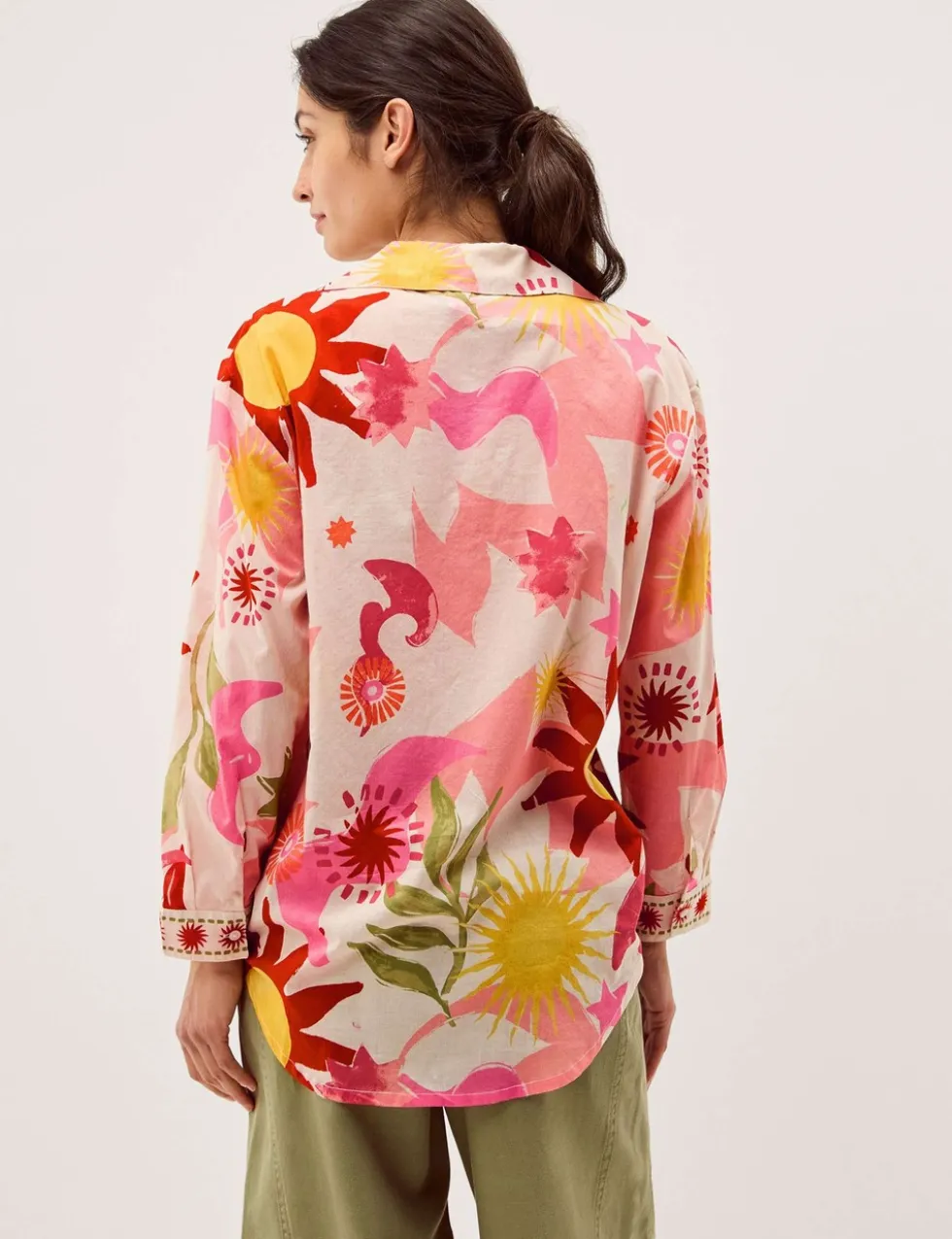 Pure Cotton Sun Print Button Through Shirt