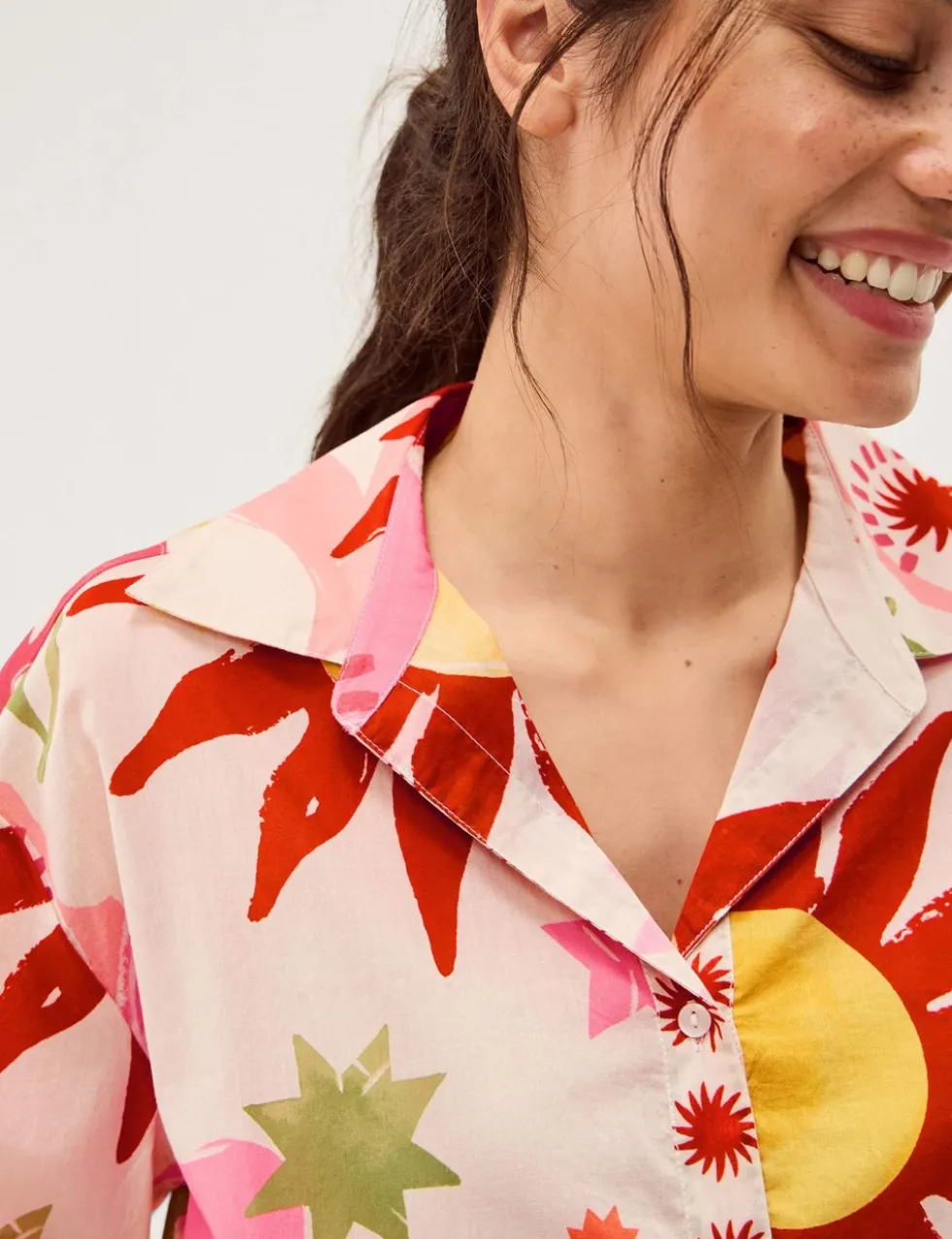 Pure Cotton Sun Print Button Through Shirt