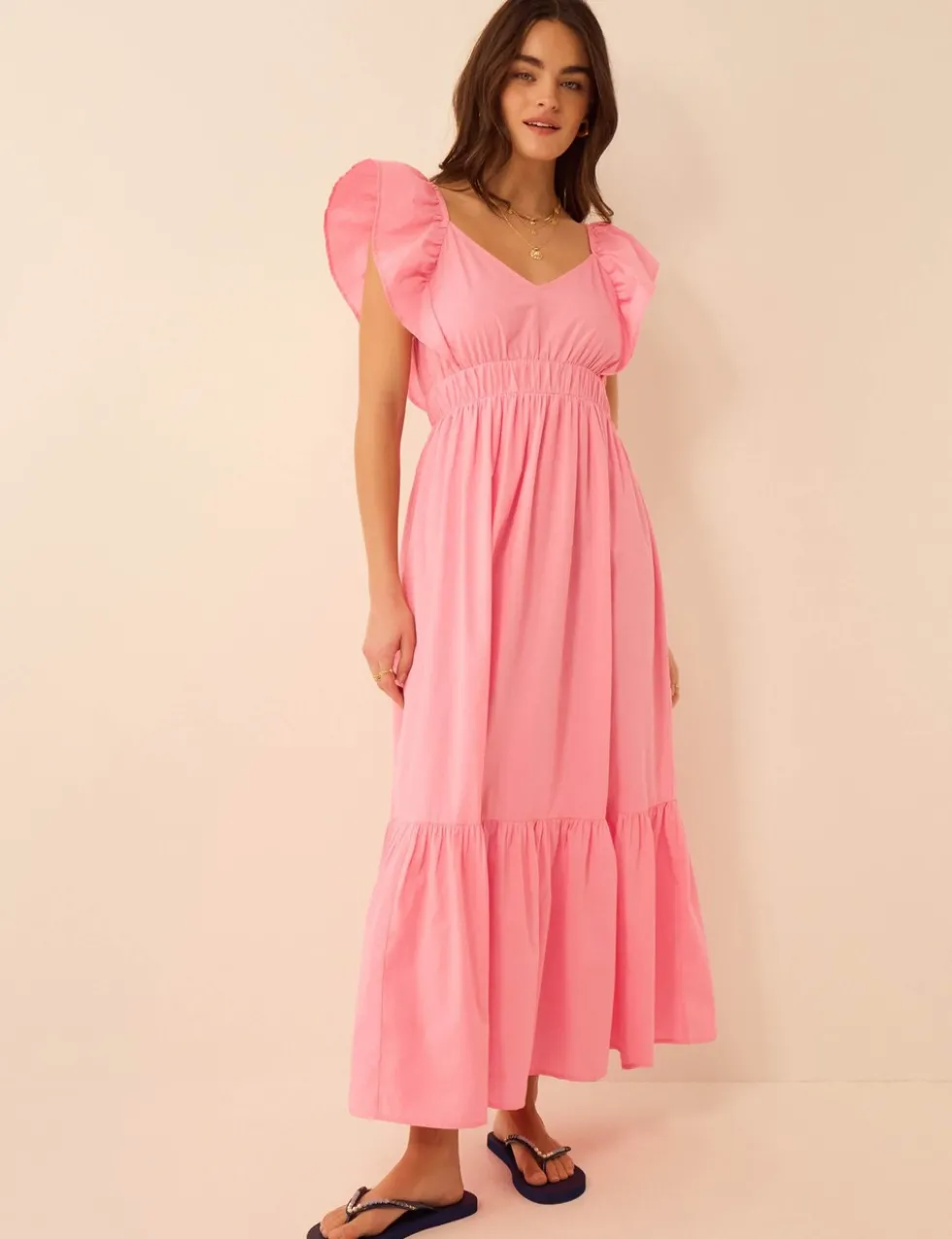 Pure Cotton Sweetheart Neckline Beach Dress