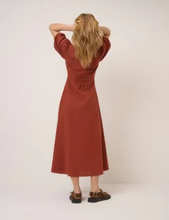 Pure Cotton Sweetheart Neckline Midi Dress
