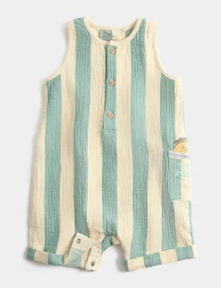 Pure Cotton Taco Striped Dungarees (0-3 Yrs)