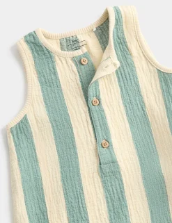 Pure Cotton Taco Striped Dungarees (0-3 Yrs)