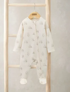 Pure Cotton Teddy Bear Sleepsuit (6½lbs-9 Mths)