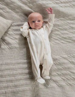 Pure Cotton Teddy Bear Sleepsuit (6½lbs-9 Mths)
