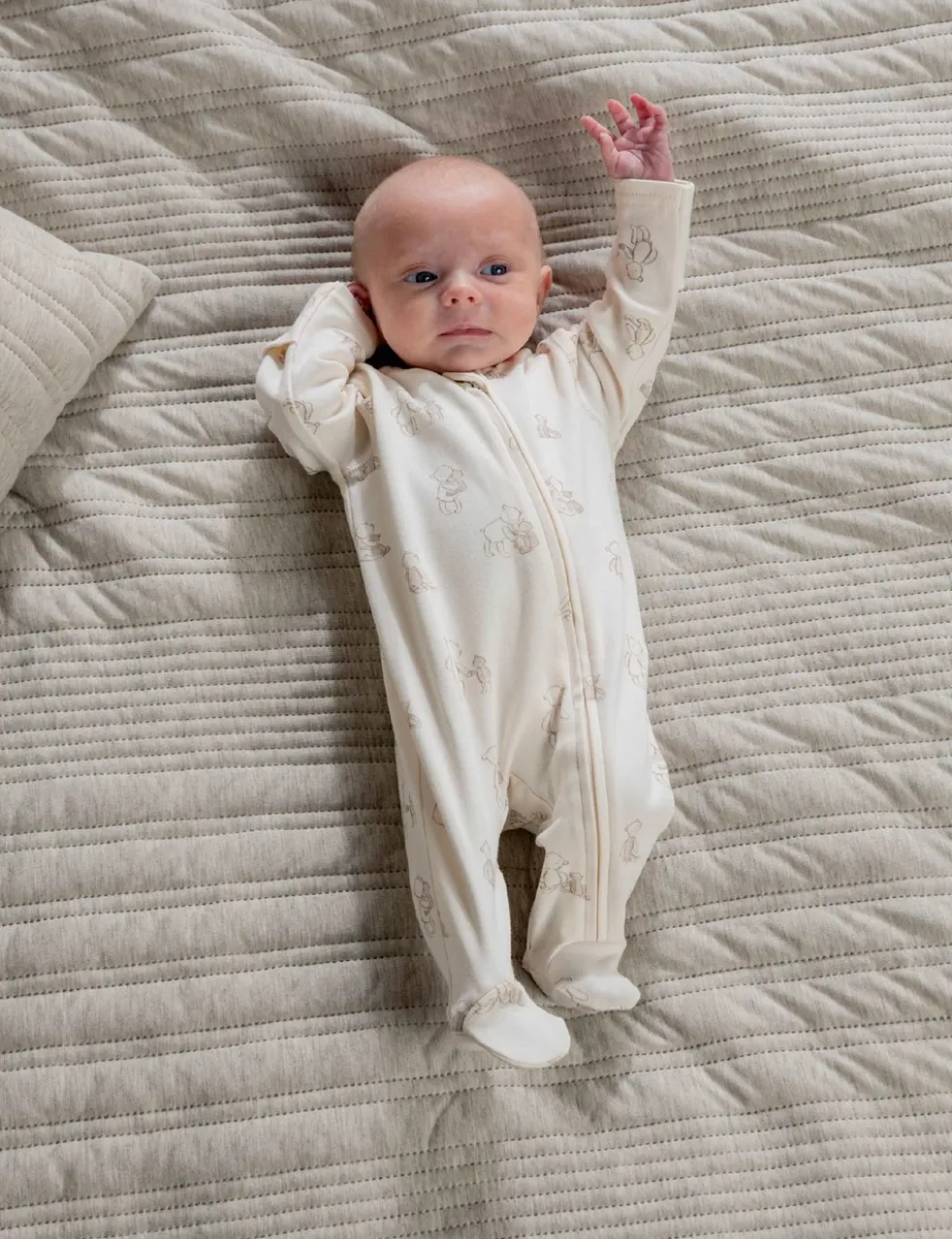 Pure Cotton Teddy Bear Sleepsuit (6½lbs-9 Mths)
