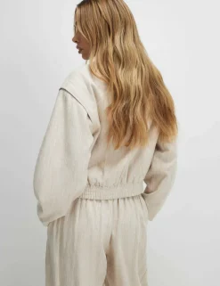 Pure Cotton Textured Bomber Jacket