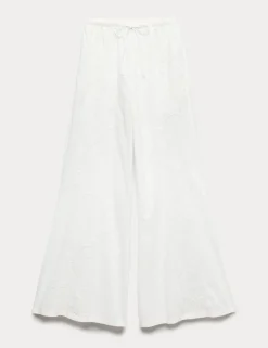 Pure Cotton Textured Broderie Beach Trousers