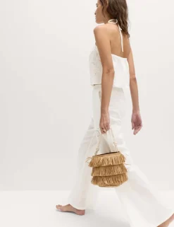 Pure Cotton Textured Broderie Beach Trousers
