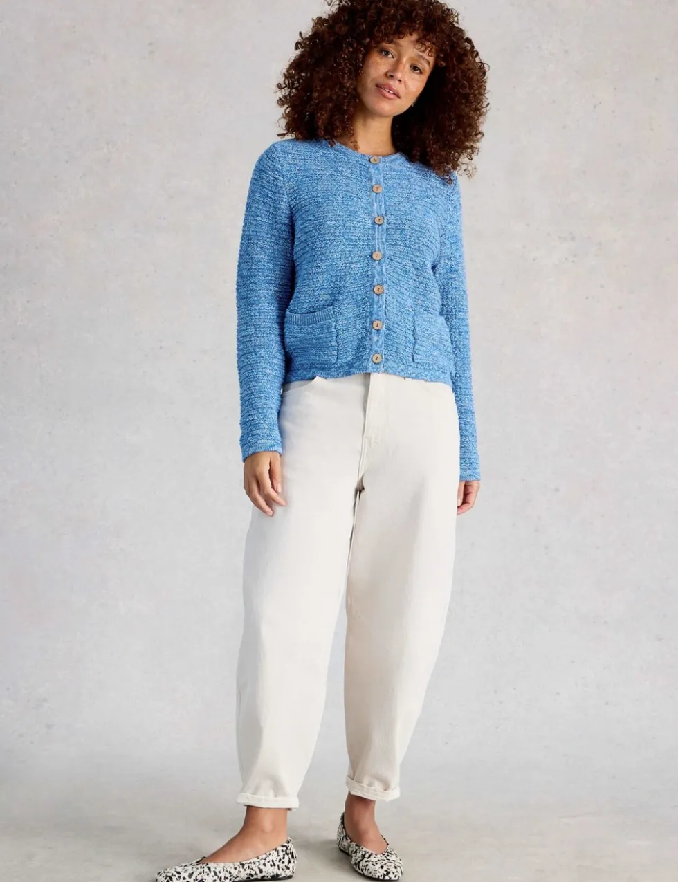 Pure Cotton Textured Button Front Cardigan