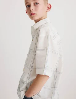Pure Cotton Textured Check Shirt (6-16 Yrs)