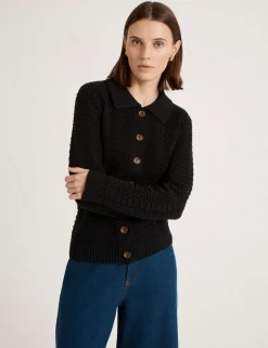 Pure Cotton Textured Collared Cardigan