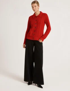 Pure Cotton Textured Collared Cardigan