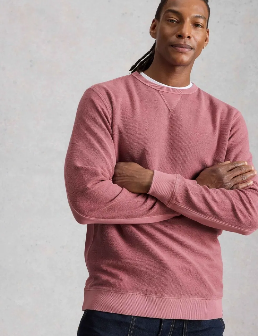 Pure Cotton Textured Crew Neck Sweatshirt
