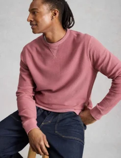 Pure Cotton Textured Crew Neck Sweatshirt