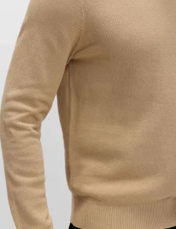 Pure Cotton Textured Crew Neck Jumper