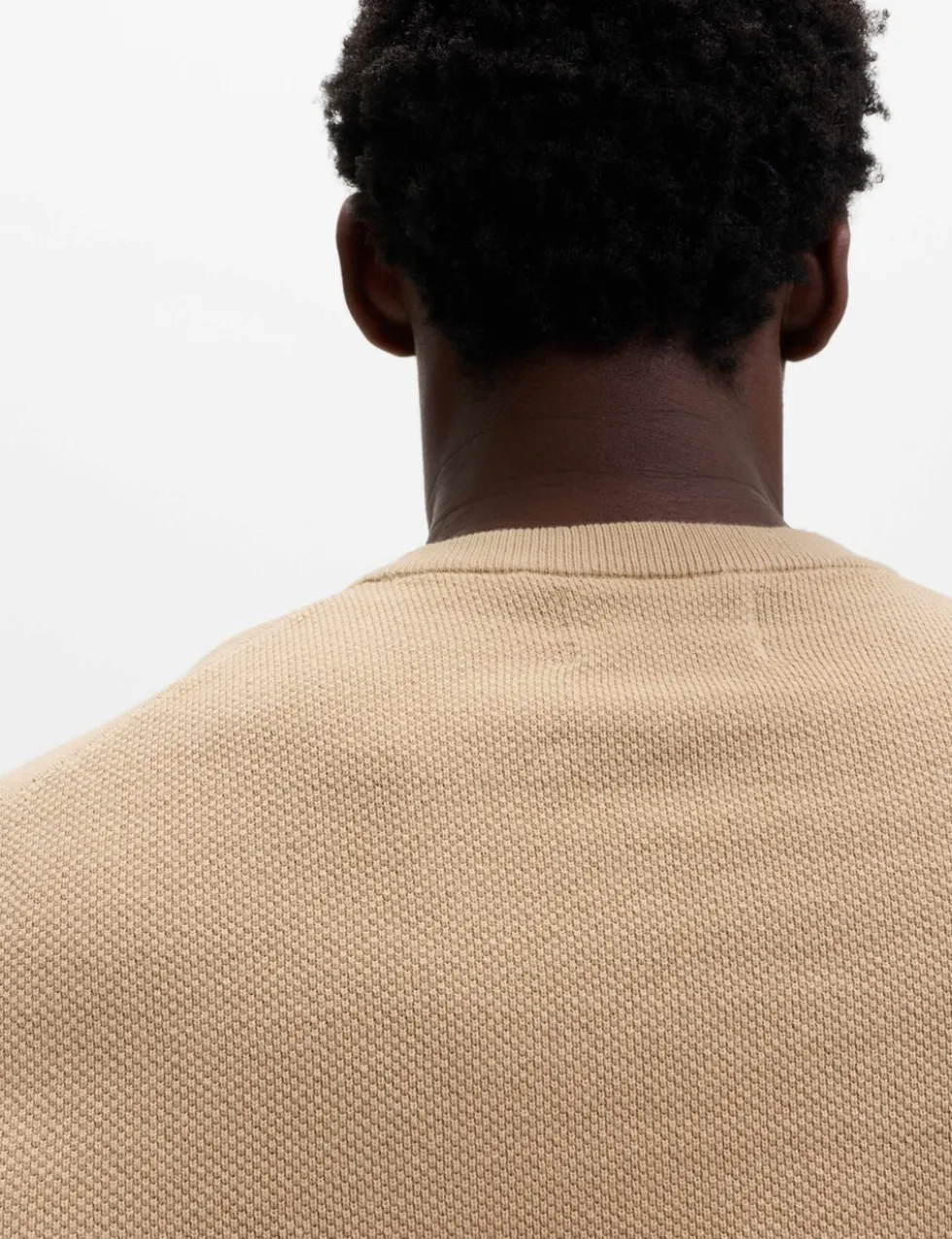 Pure Cotton Textured Crew Neck Jumper