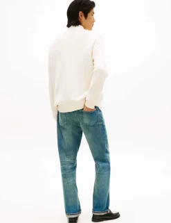 Pure Cotton Textured Crew Neck Jumper