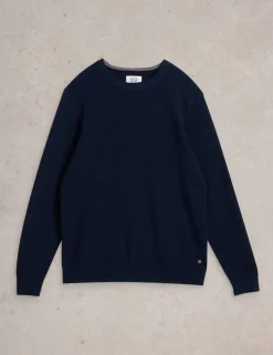 Pure Cotton Textured Crew Neck Jumper