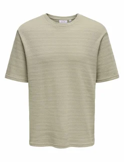 Pure Cotton Textured Crew Neck T-Shirt