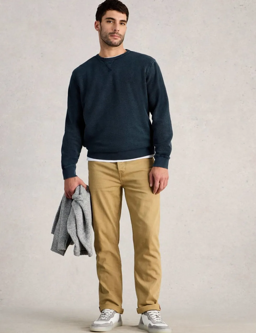 Pure Cotton Textured Crew Neck Sweatshirt