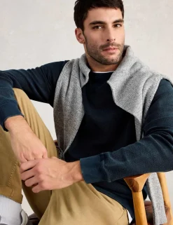 Pure Cotton Textured Crew Neck Sweatshirt