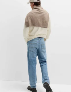 Pure Cotton Textured Crew Neck Jumper