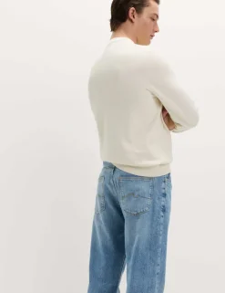 Pure Cotton Textured Crew Neck Jumper