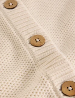 Pure Cotton Textured Crew Neck Cardigan