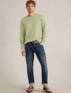 Pure Cotton Textured Crew Neck Jumper