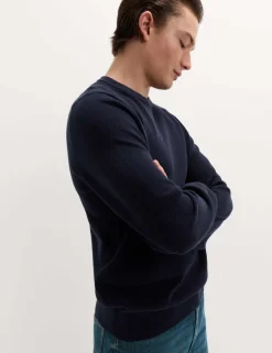 Pure Cotton Textured Crew Neck Jumper