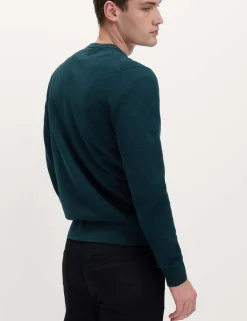 Pure Cotton Textured Crew Neck Jumper