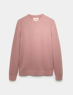 Pure Cotton Textured Crew Neck Jumper