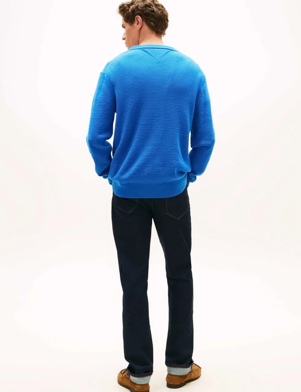 Pure Cotton Textured Crew Neck Jumper