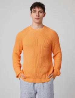 Pure Cotton Textured Crew Neck Jumper