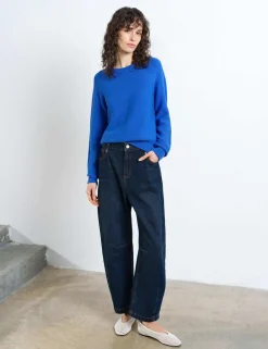 Pure Cotton Textured Crew Neck Jumper