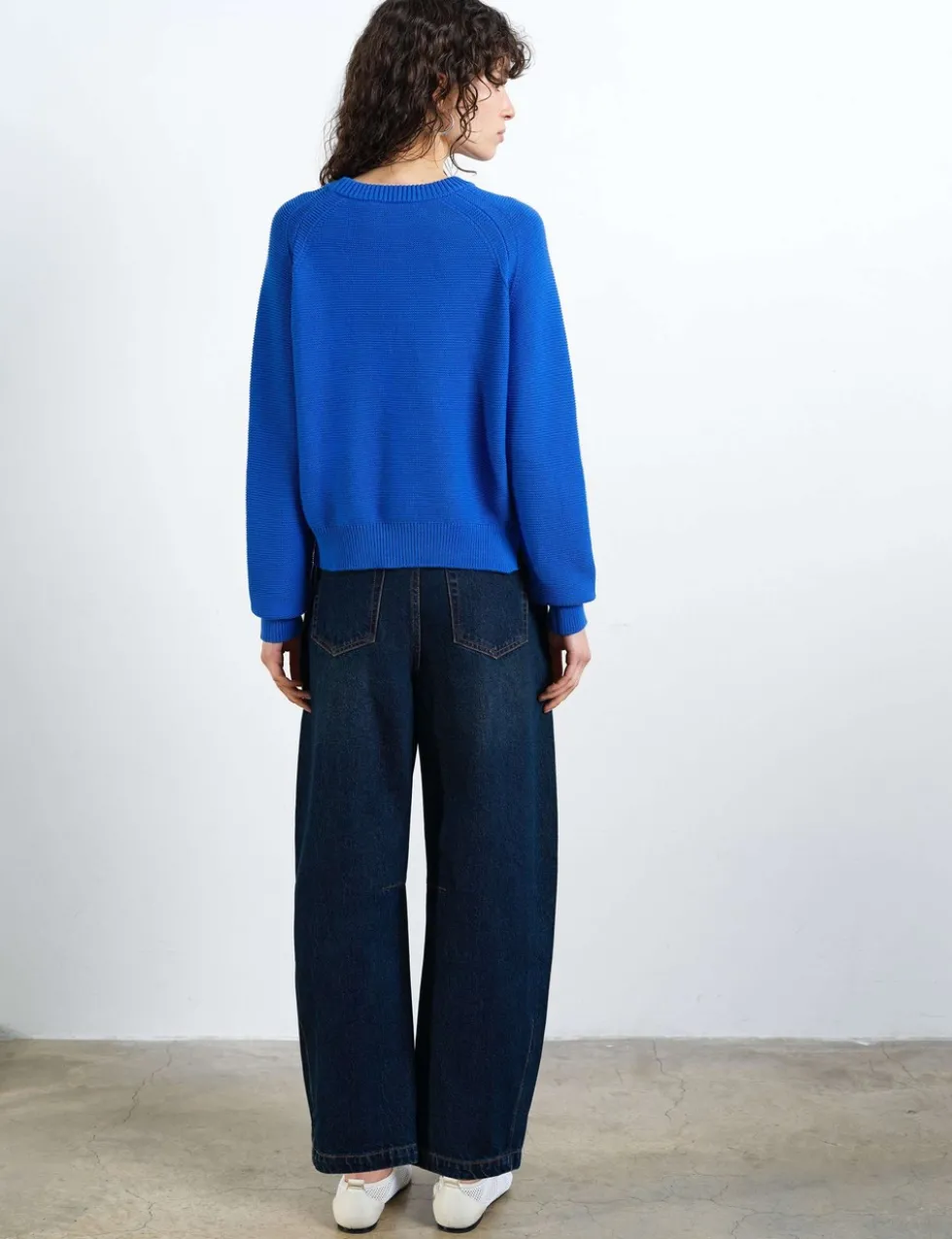 Pure Cotton Textured Crew Neck Jumper