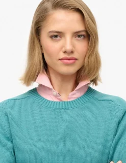 Pure Cotton Textured Crew Neck Jumper