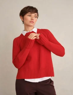 Pure Cotton Textured Crew Neck Jumper