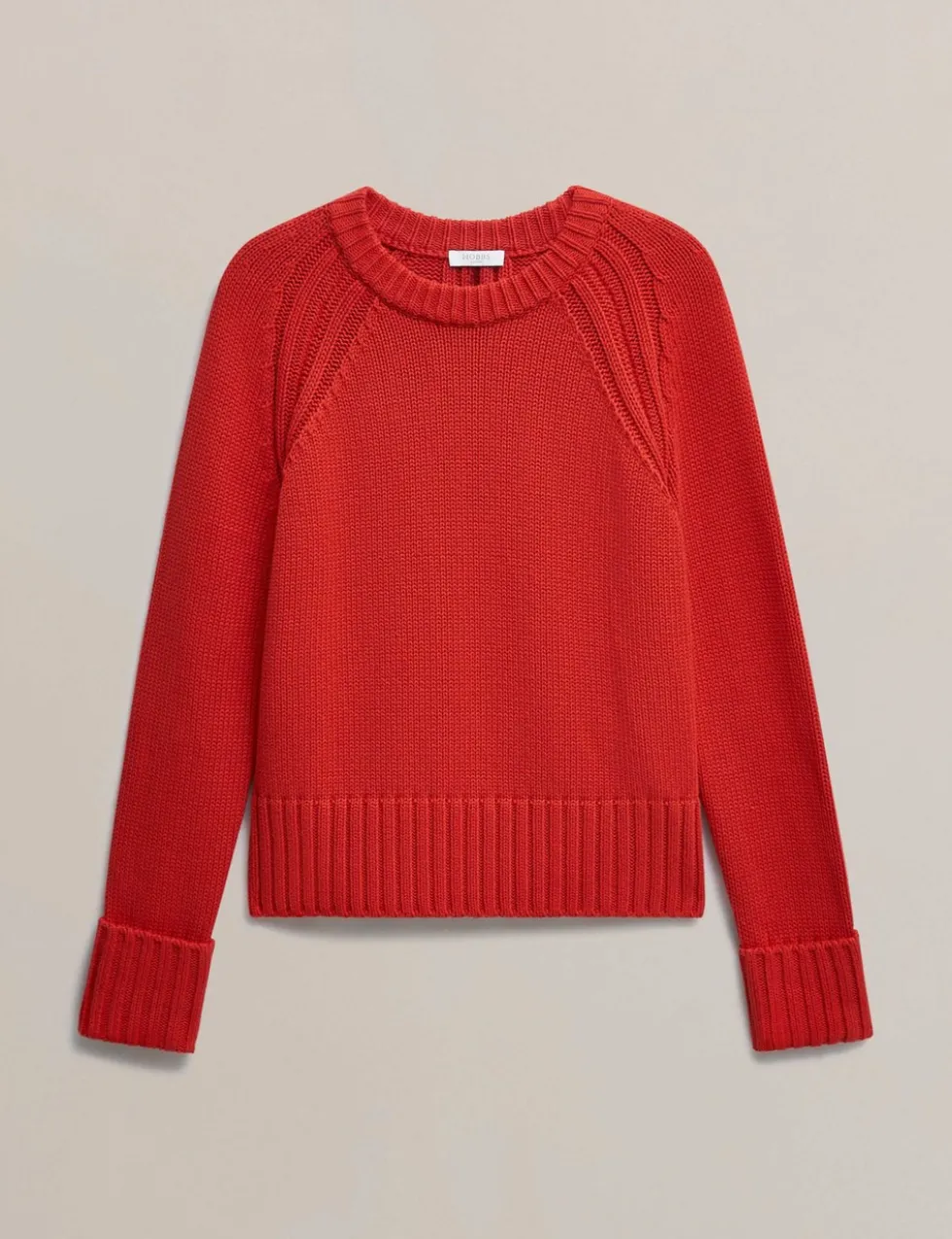 Pure Cotton Textured Crew Neck Jumper