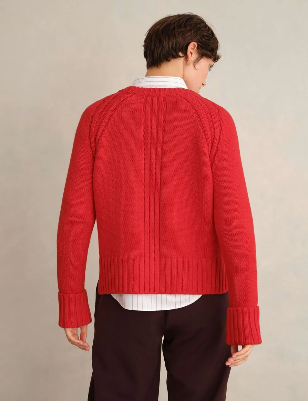 Pure Cotton Textured Crew Neck Jumper